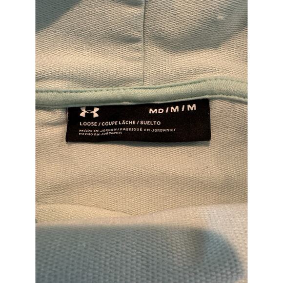 Under Armour Seafoam Green Funnel Neck Pullover Hoodie Medium Thumbholes Mesh - Picture 10 of 13